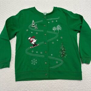 Vintage Shenanigans Skiing Polar Bear Button Up Xmas Sweater Women’s Sz Medium